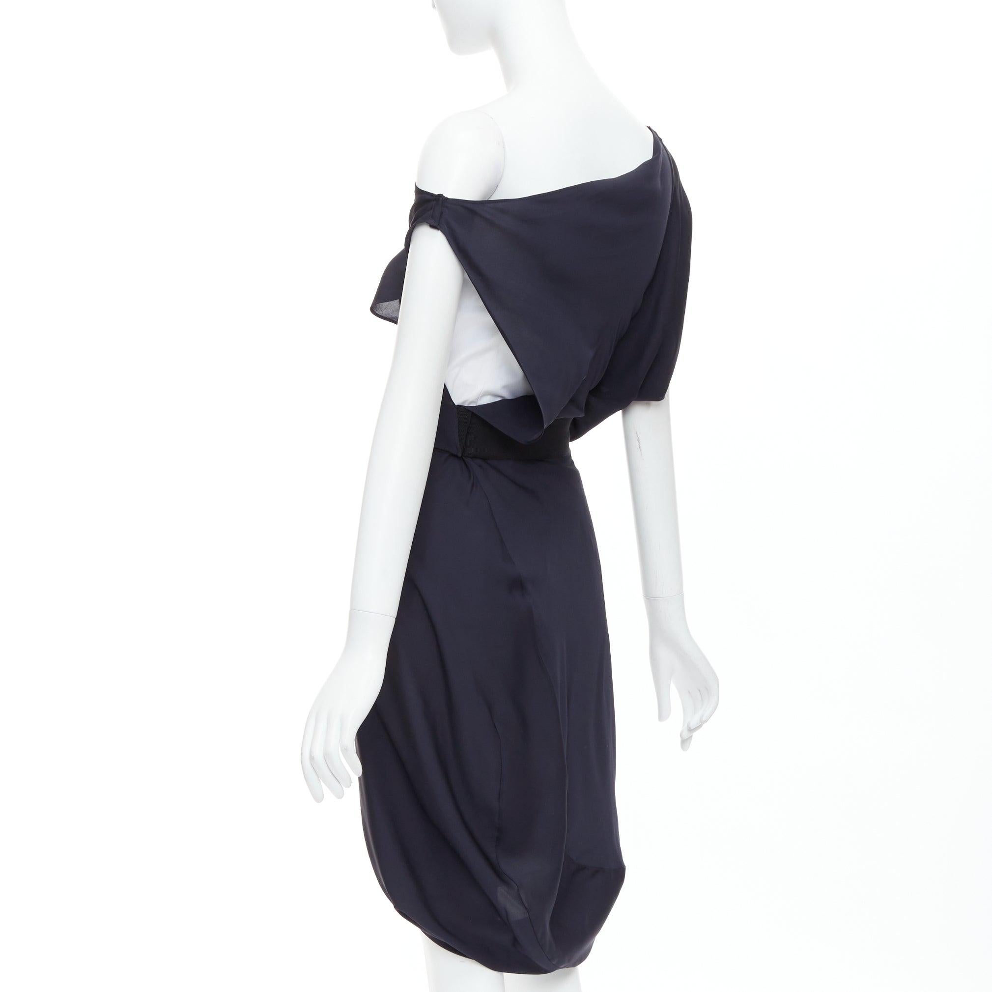 CELINE Vintage Vestido drapeado asimétrico con ribete de algodón 100% seda FR36 S 1