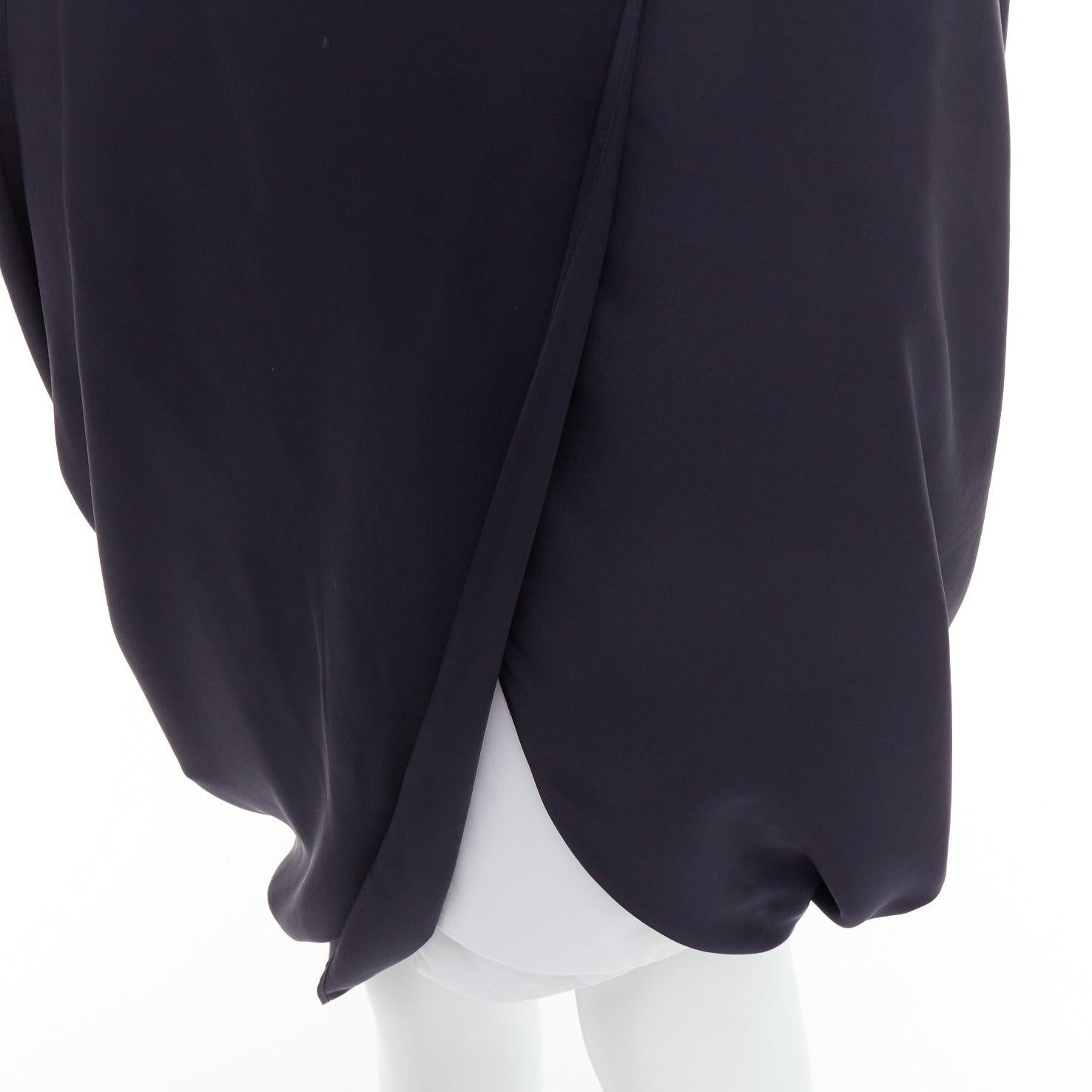 CELINE Vintage - Abito asimmetrico in cotone 100% seta con drappeggio a strati FR36 S in vendita 2