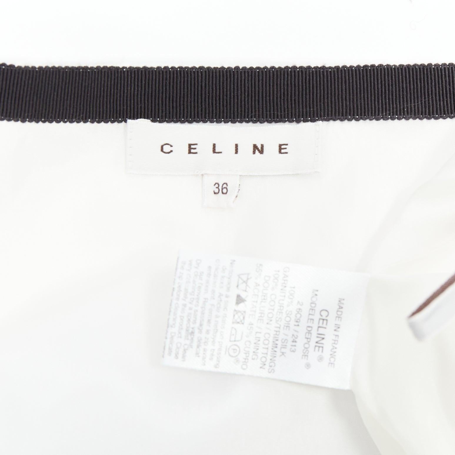 CELINE Vintage Vestido drapeado asimétrico con ribete de algodón 100% seda FR36 S 3