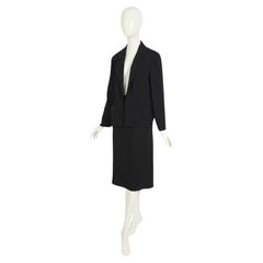 Veste et jupe Celine vintage des années 1970, imprimé logo en soie noire claire