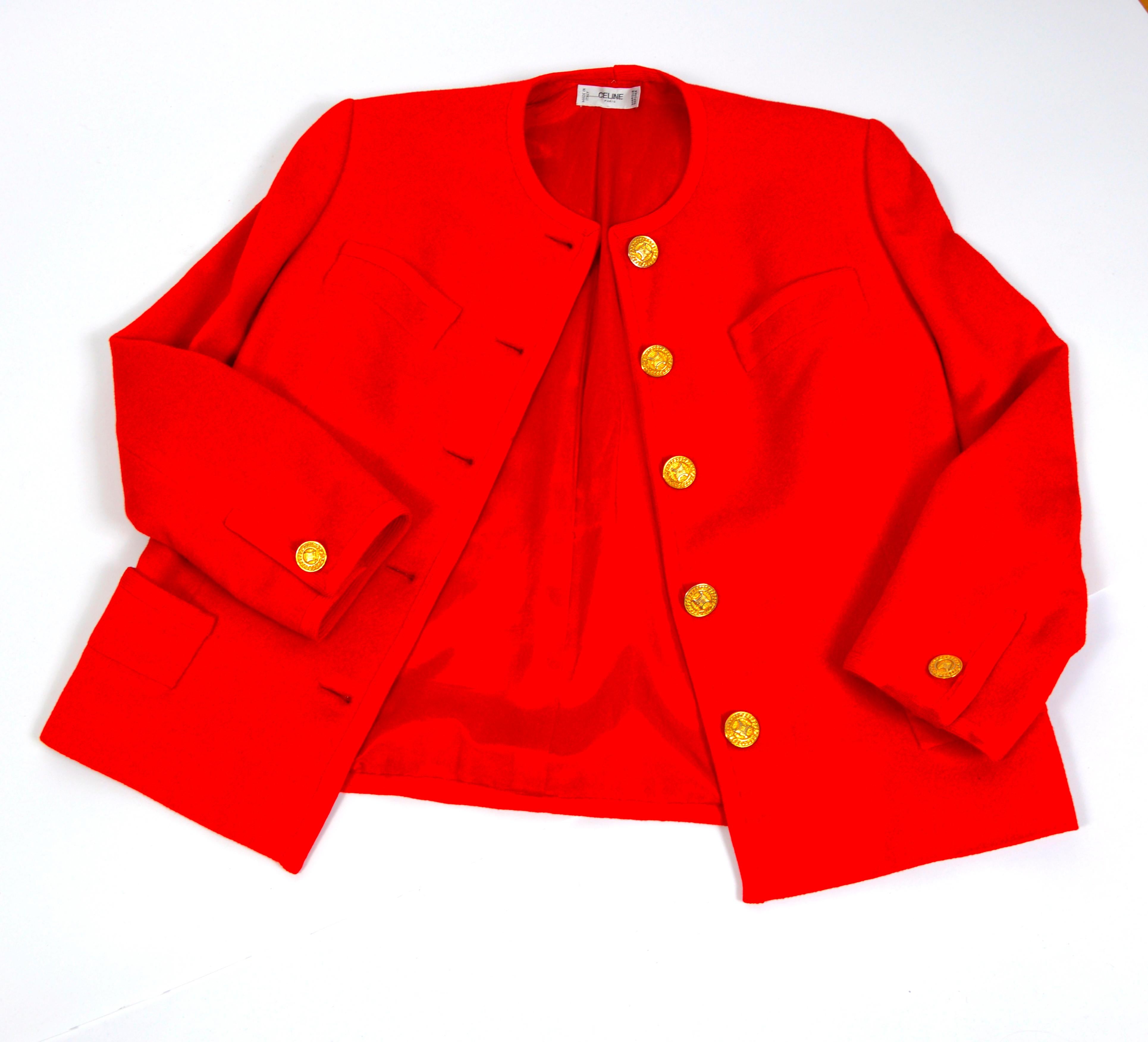 red jacket with gold buttons
