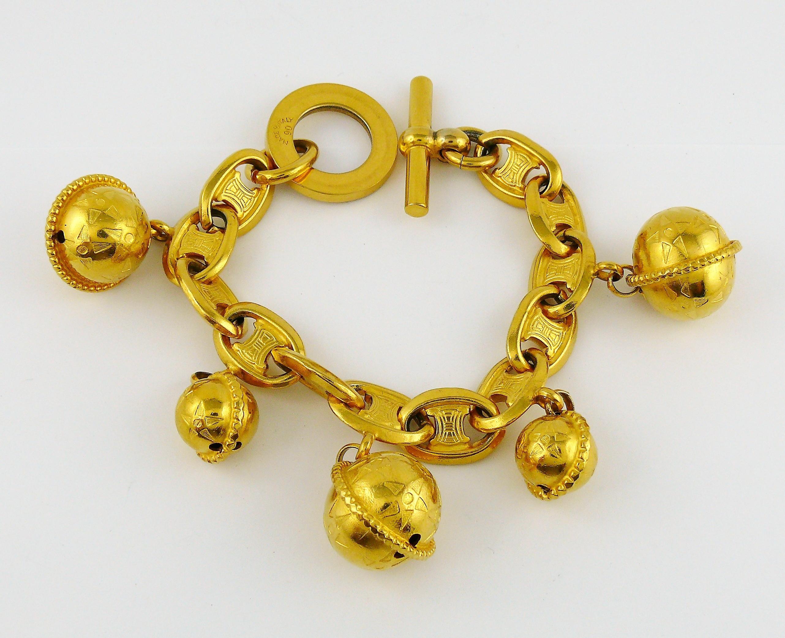 Celine Vintage 1990 Iconic Gold Toned Planisphere Charm Bracelet 1