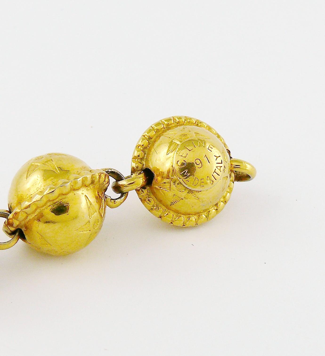 Celine Vintage 1991 Iconic Gold Toned Planispheres Bracelet 7