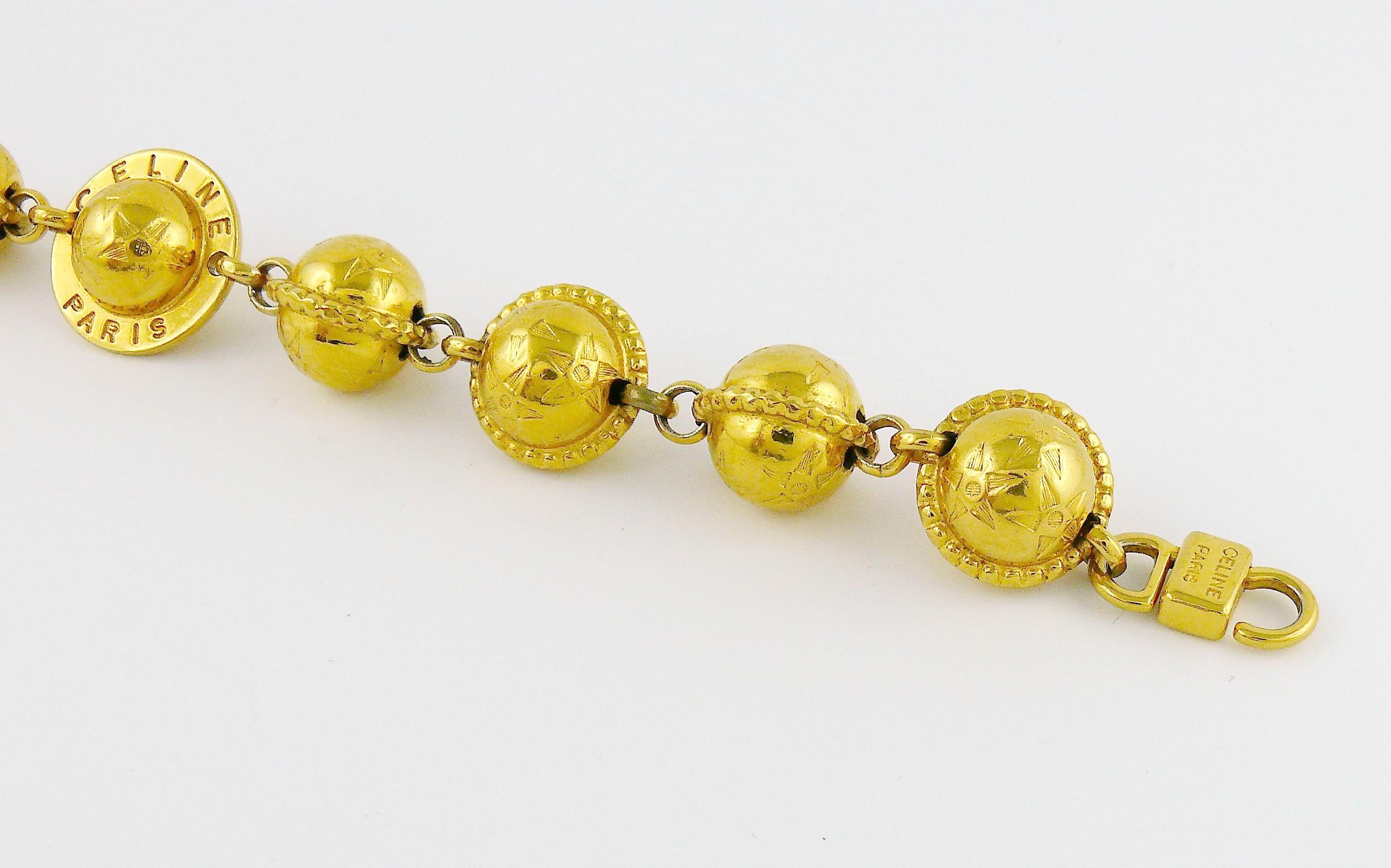 Celine Vintage 1991 Iconic Gold Toned Planispheres Bracelet In Good Condition In Nice, FR