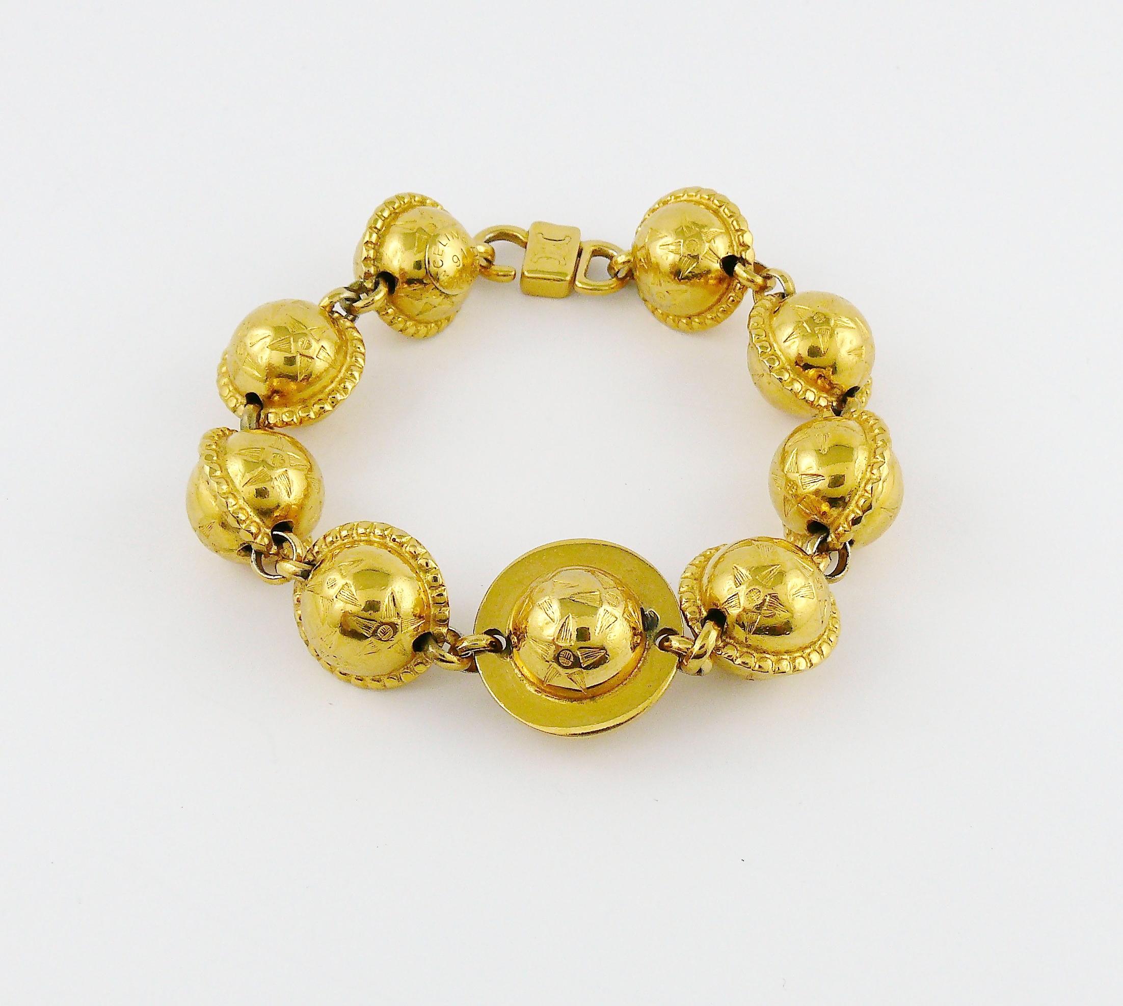 Celine Vintage 1991 Iconic Gold Toned Planispheres Bracelet 1