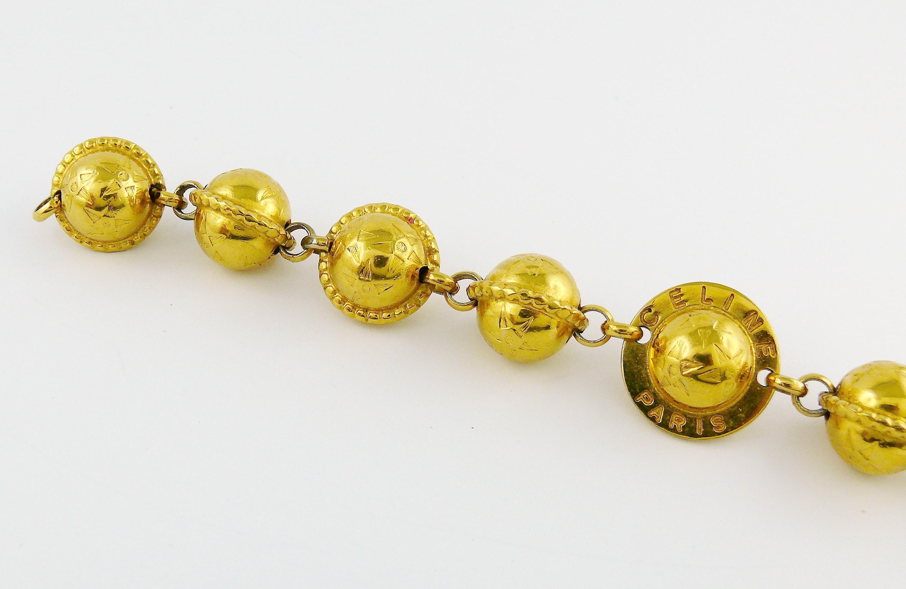 Celine Vintage 1991 Iconic Gold Toned Planispheres Bracelet 3
