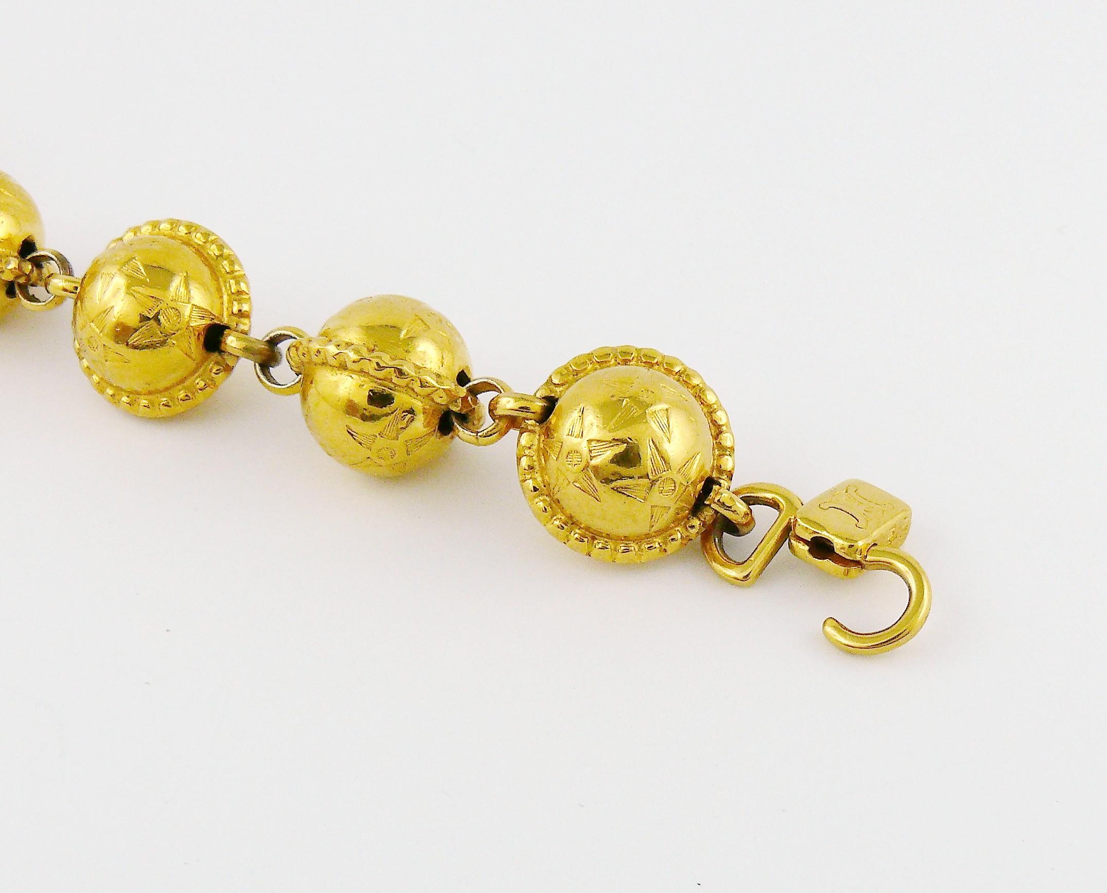 Celine Vintage 1991 Iconic Gold Toned Planispheres Bracelet 5