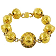 Celine Vintage 1991 Iconic Gold Toned Planispheres Bracelet