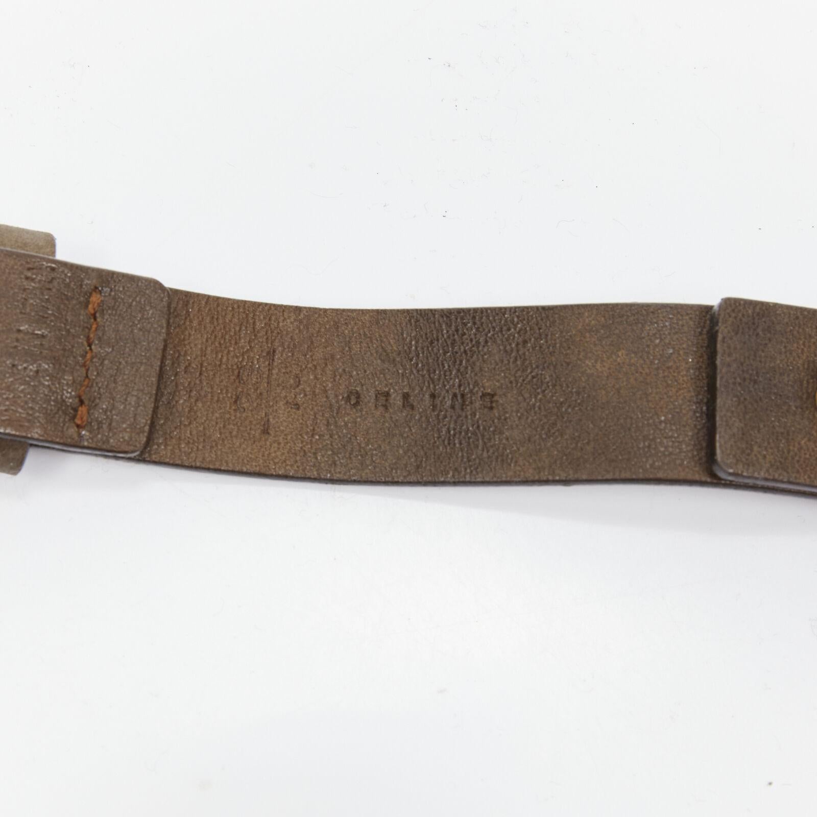 CELINE Vintage antique copper bullet brown leather studded double wrap belt 5