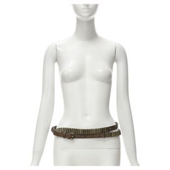 CELINE Vintage antique copper bullet brown leather studded double wrap belt