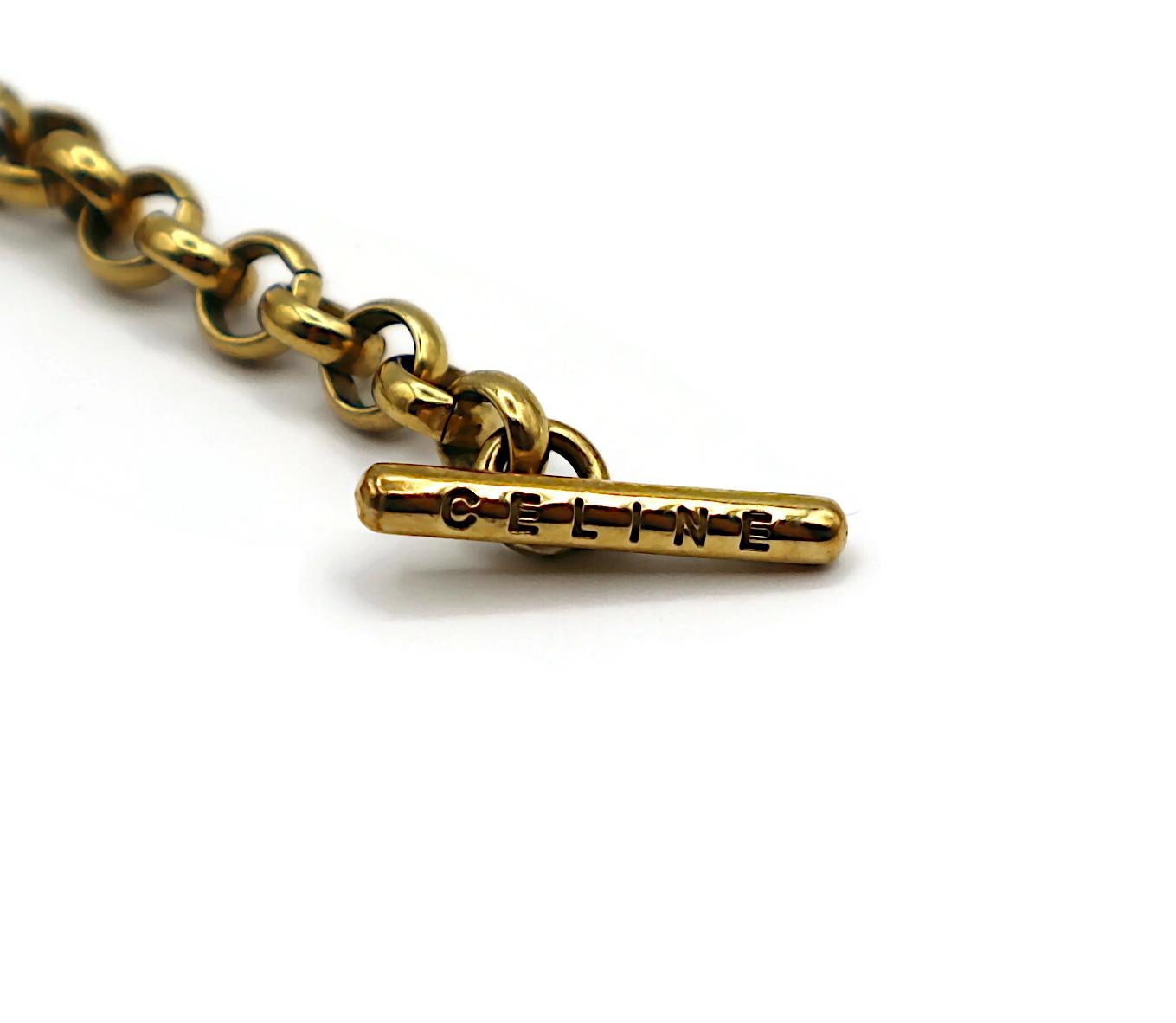 CELINE Collar Colgante Carruaje Vintage Tono Oro Antiguo en venta 13