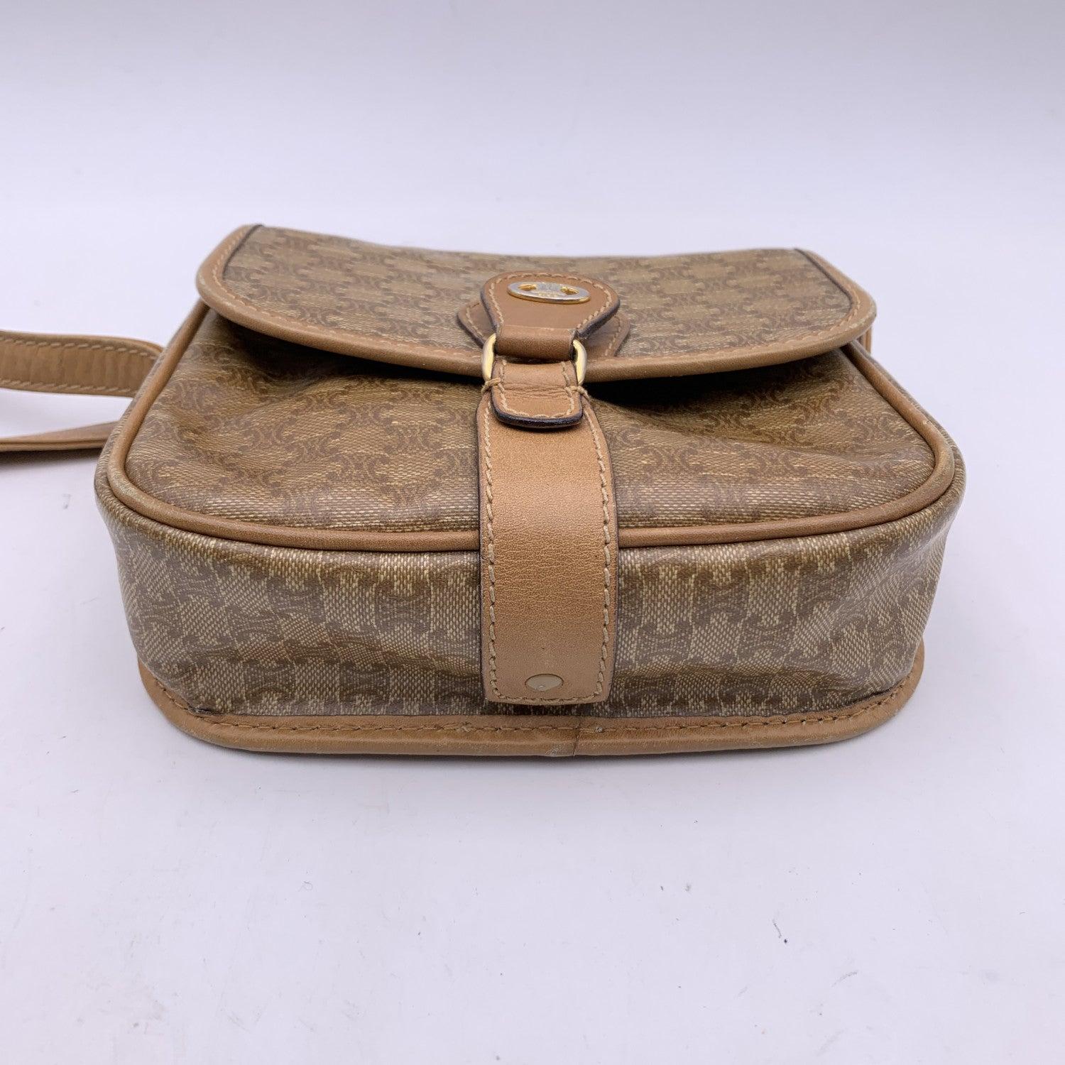 Women's Celine Vintage Beige Macadam Canvas Small Crossbody Bag