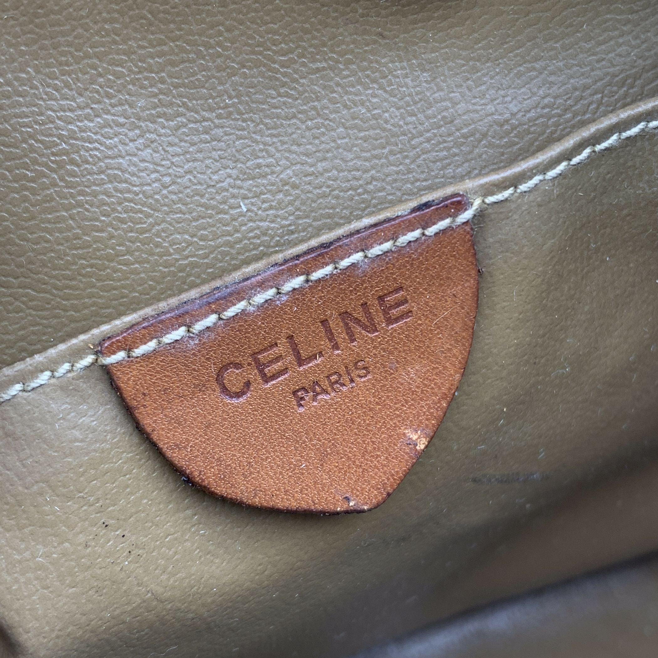 Celine Vintage Beige Macadam Canvas Small Crossbody Bag For Sale 1