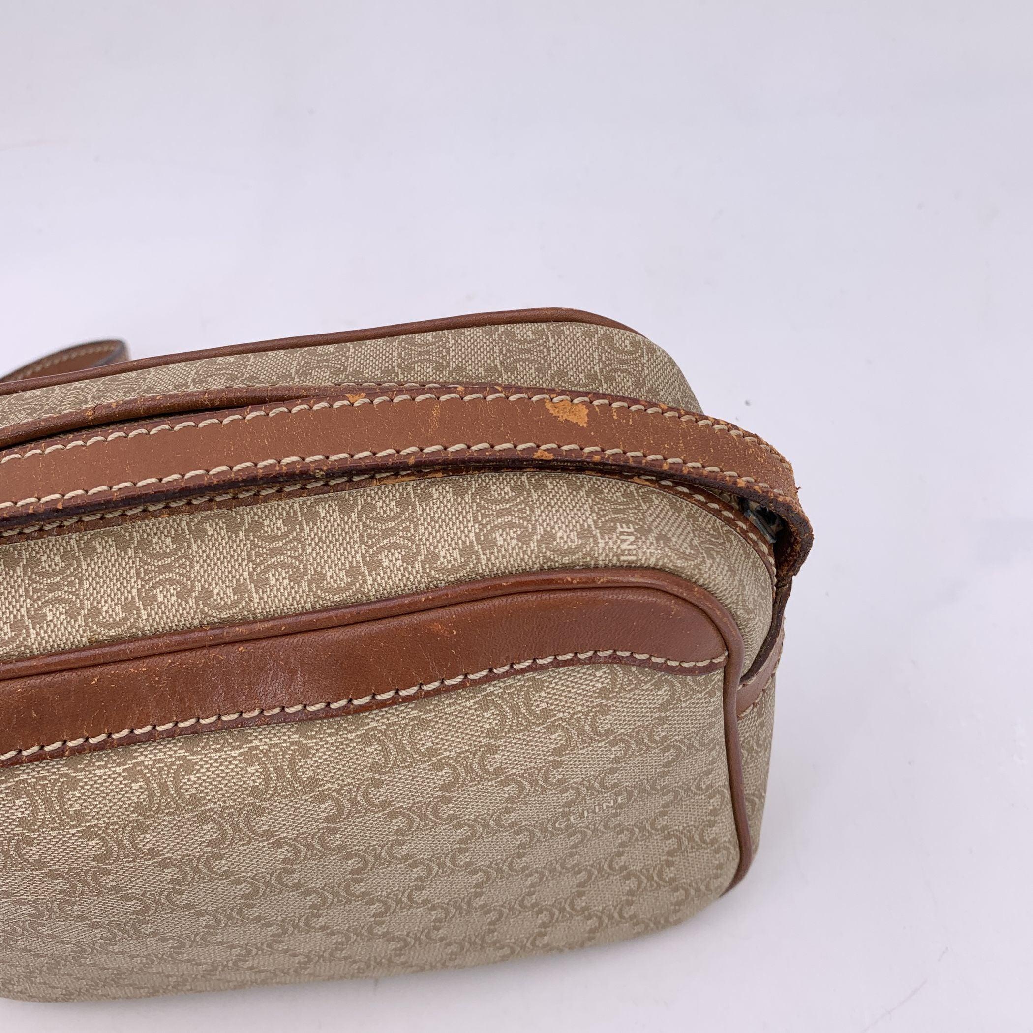 Celine Vintage Beige Macadam Canvas Small Crossbody Bag For Sale 3