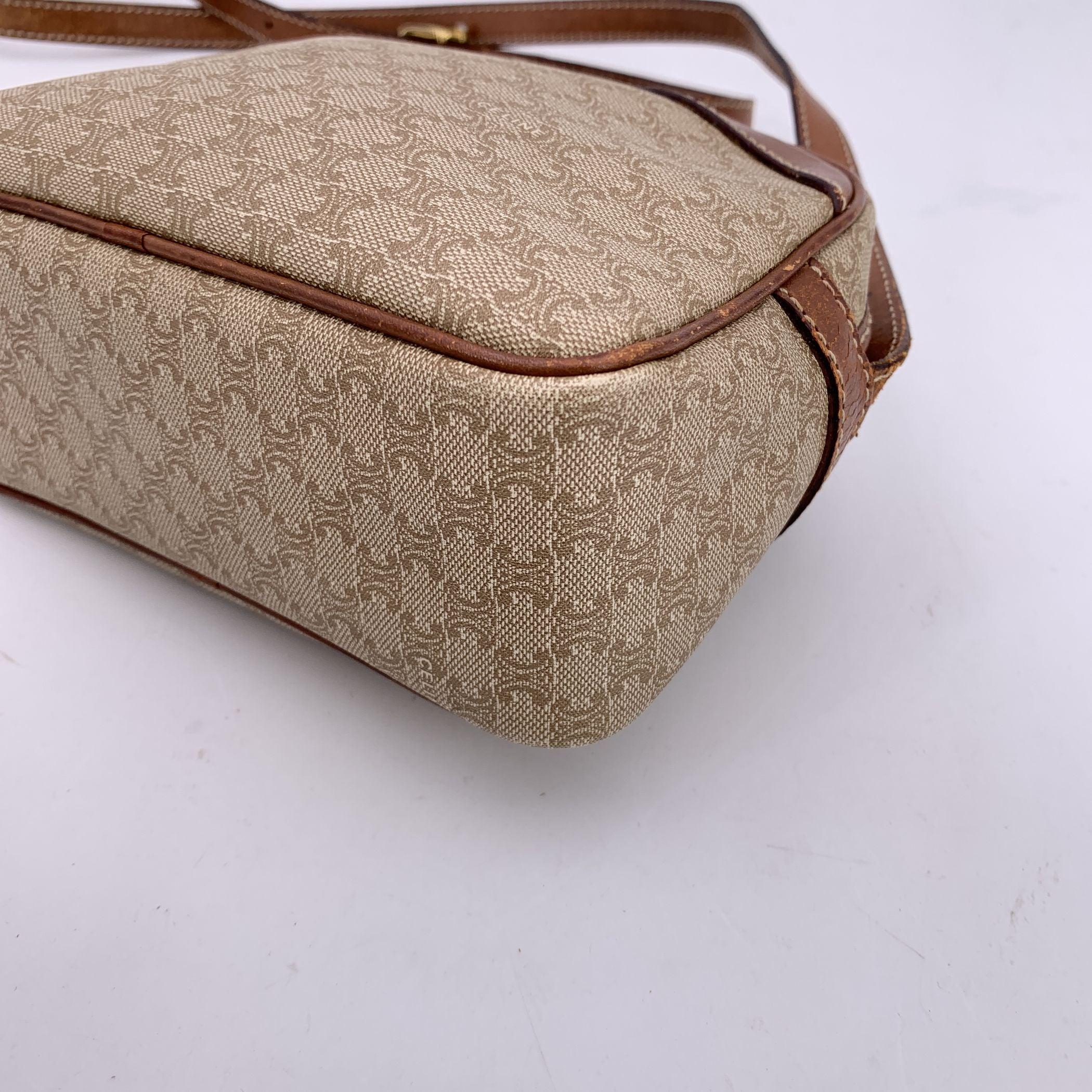 Celine Vintage Beige Macadam Canvas Small Crossbody Bag For Sale 5