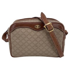 Celine Vintage Beige Macadam Canvas Small Crossbody Bag