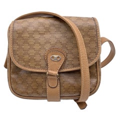 Celine Vintage Beige Macadam Canvas Small Crossbody Bag