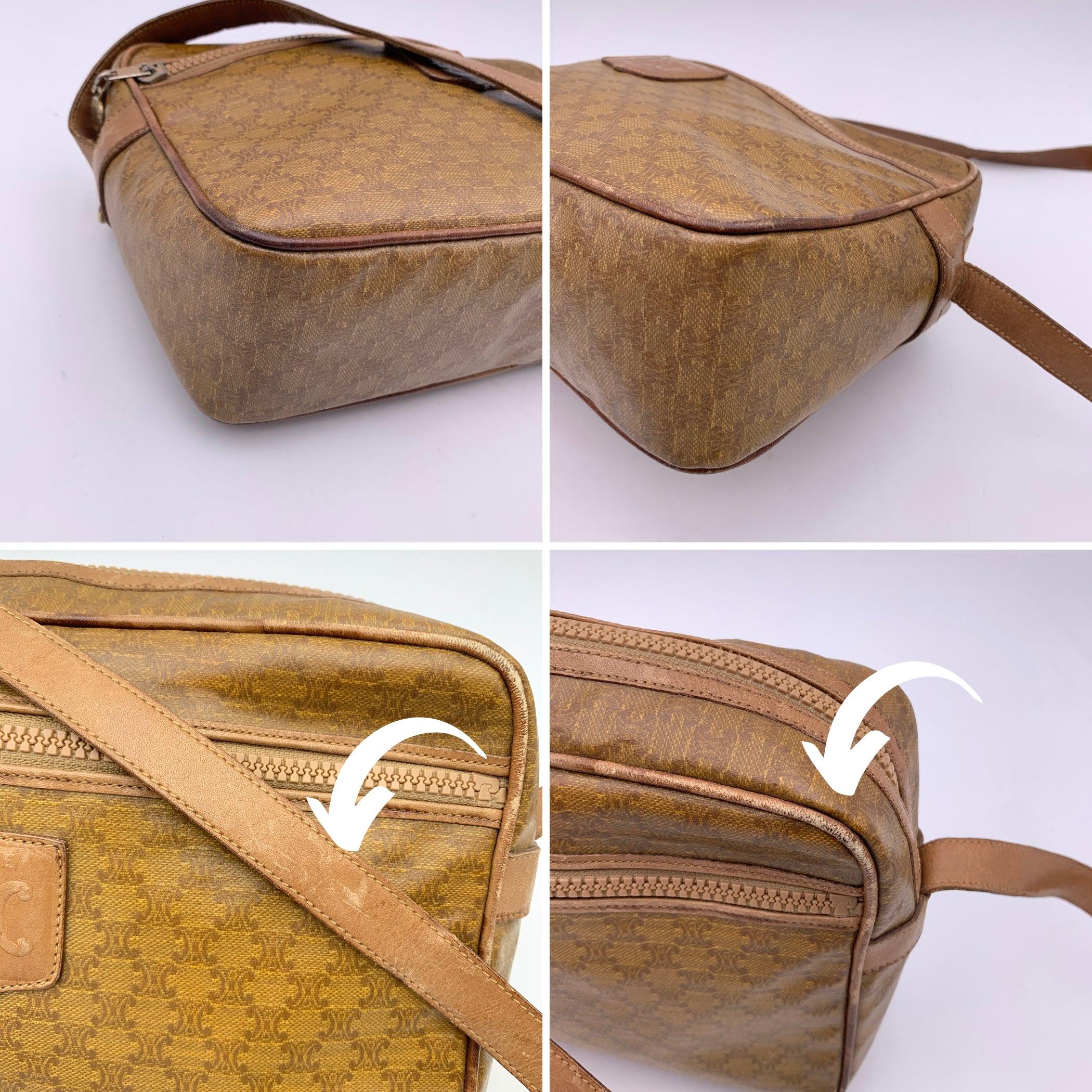 Women's Celine Vintage Beige Macadam Vinyl Canvas Shoulder Bag