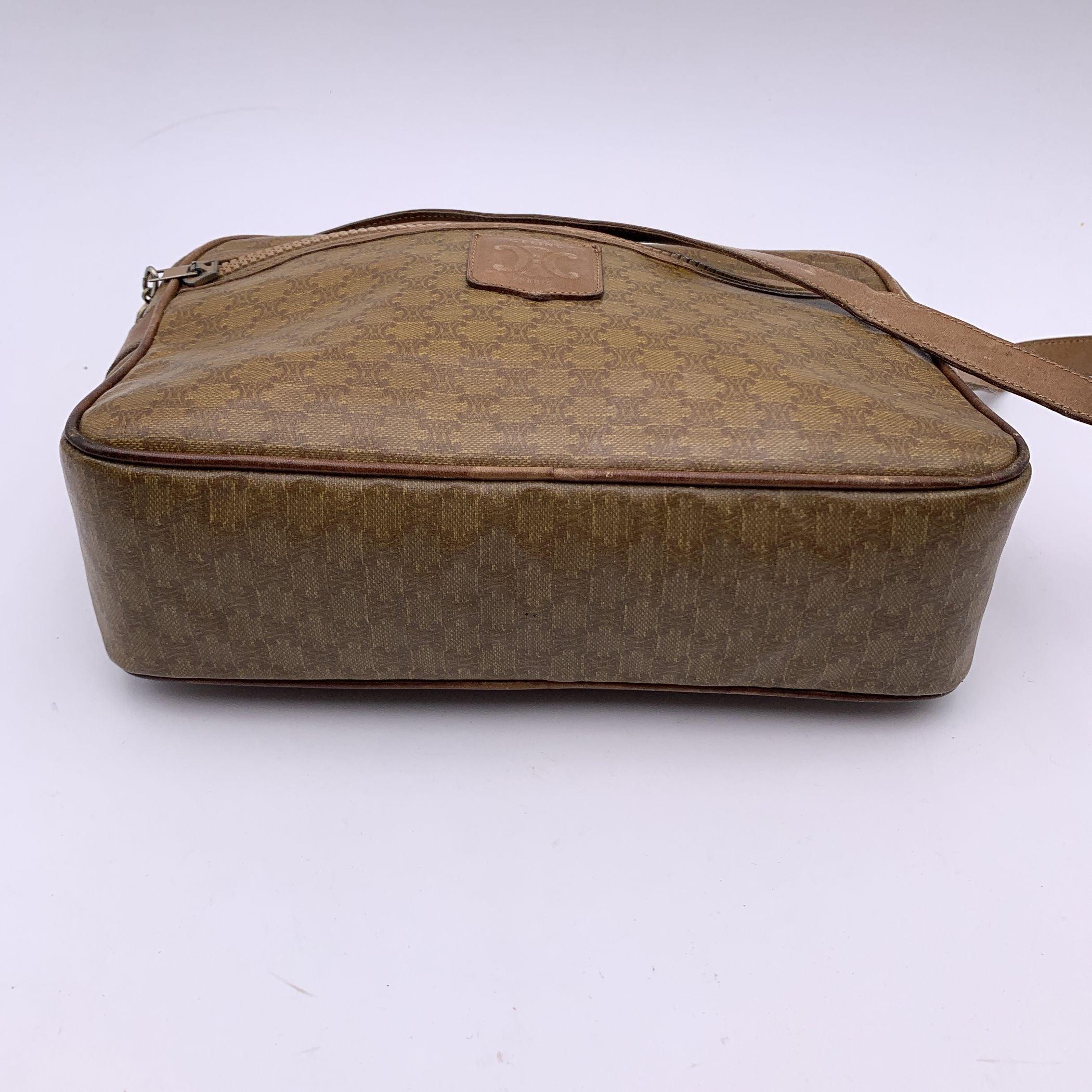 Celine Vintage Beige Macadam Vinyl Canvas Shoulder Bag 1
