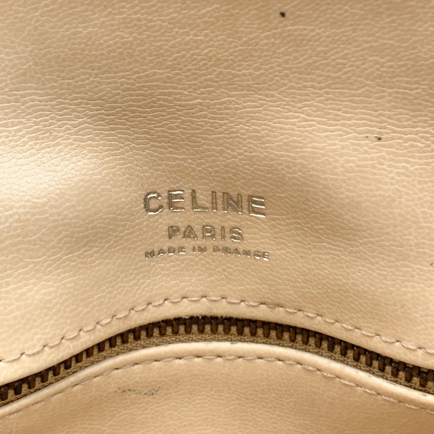 Celine Vintage Beige Vinyl C Macadam Canvas Clutch Bag Purse 3