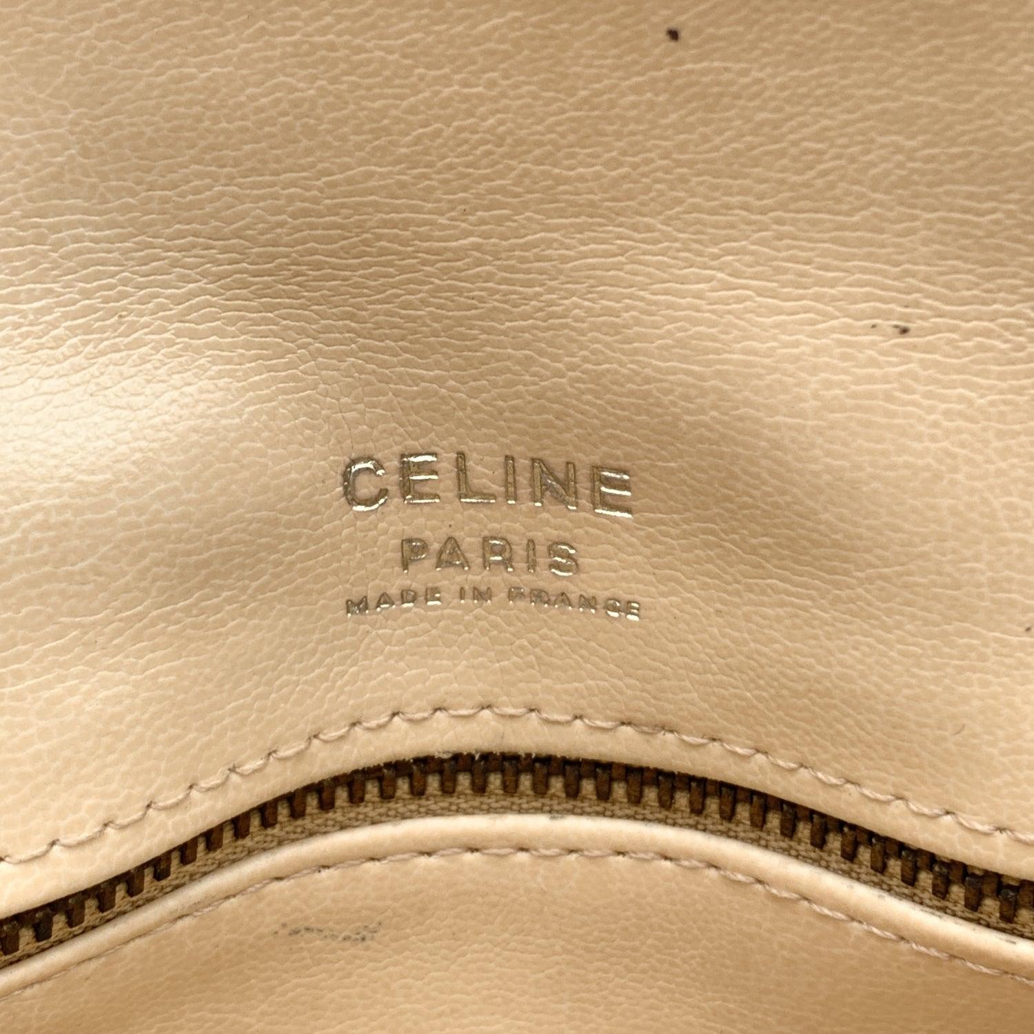 Celine Vintage Beige Vinyl C Macadam Canvas Clutch Bag Purse For Sale 3