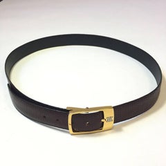 CELINE Vintage Belt in Burgundy Lizard Size 95EU