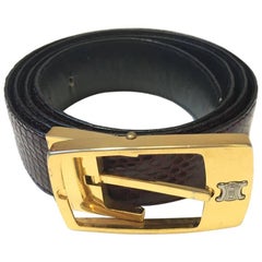 CELINE Vintage Belt in Burgundy Lizard Size 95EU