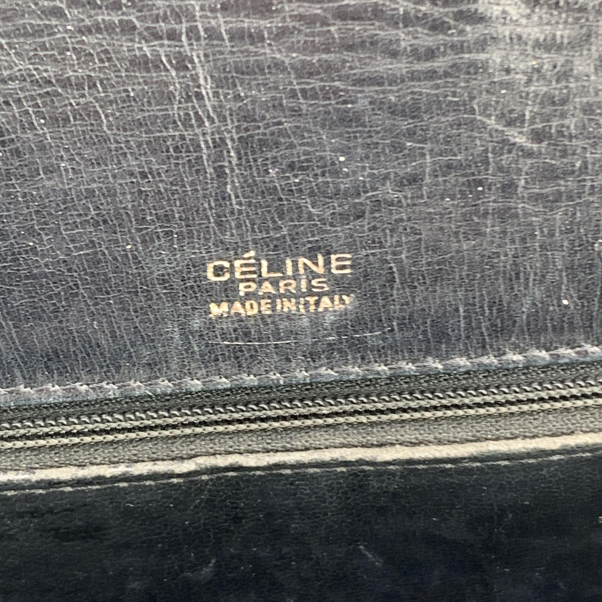 De las mujeres Bolso de hombro con solapa y caja de lona Celine Vintage Black C Carriage en venta