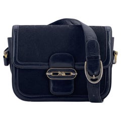 Celine Vintage Black C Carriage Canvas Box Flap Shoulder Bag