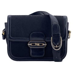 Celine Vintage Black Horse C Carriage Canvas Box Flap Shoulder Bag