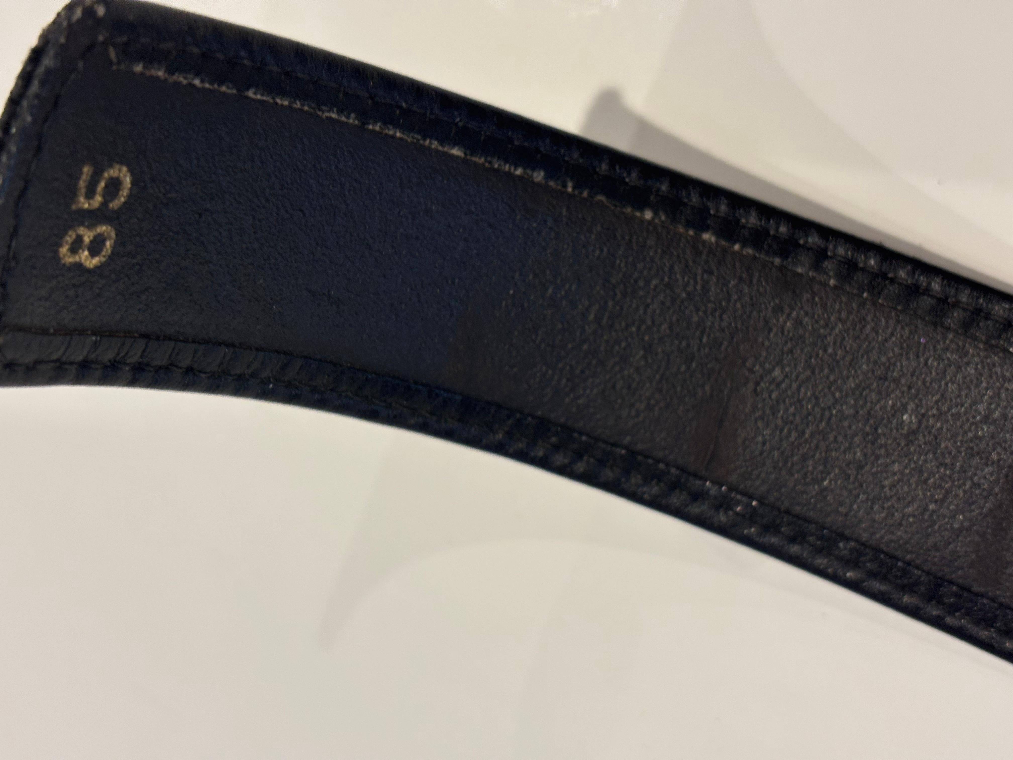 Celine Vintage Black Leather Belt In Fair Condition For Sale In Port Hope, ON