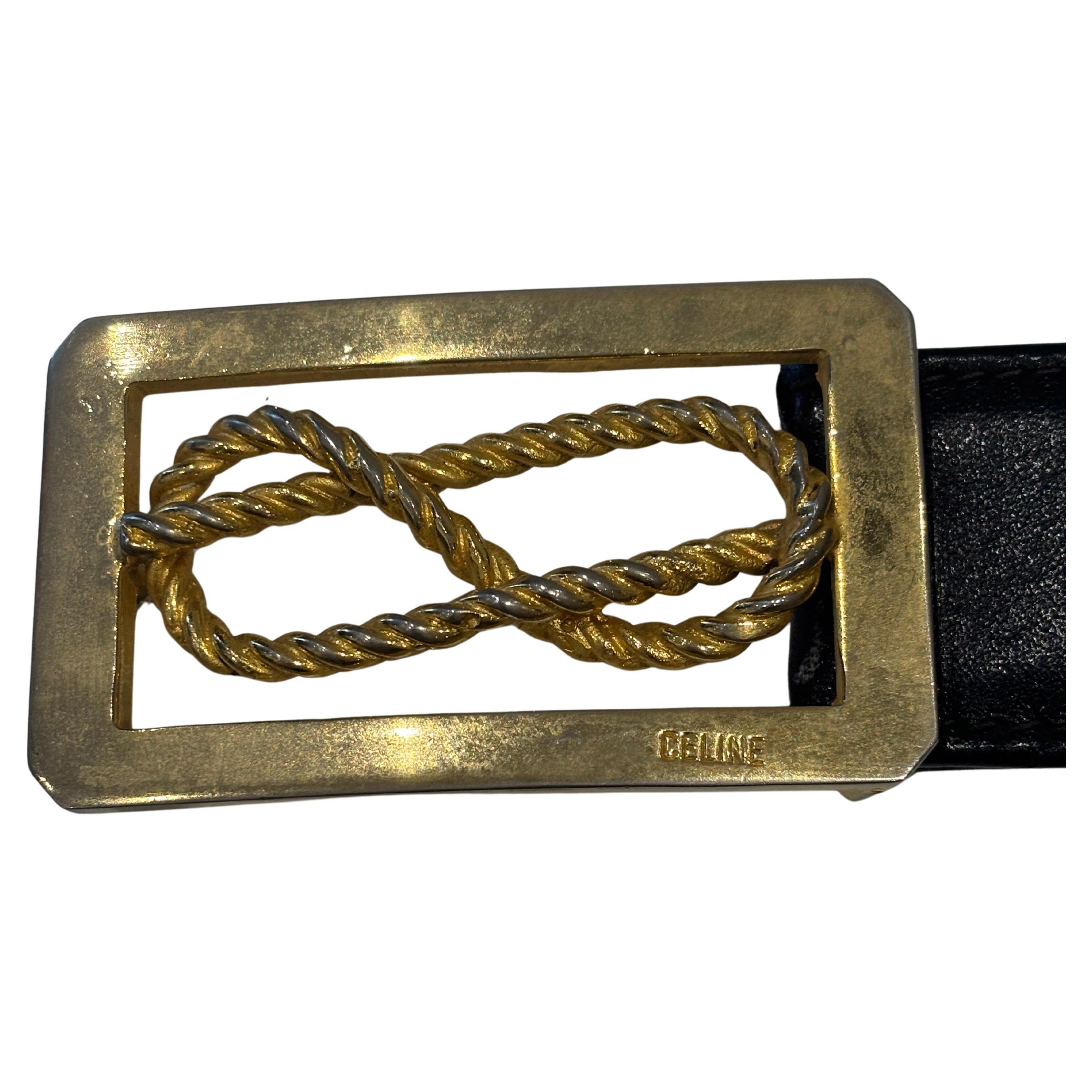 Celine Vintage Black Leather Belt