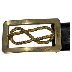 Celine Vintage Black Leather Belt