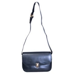 Schwarze Vintage-Lederbox-Tasche von Celine
