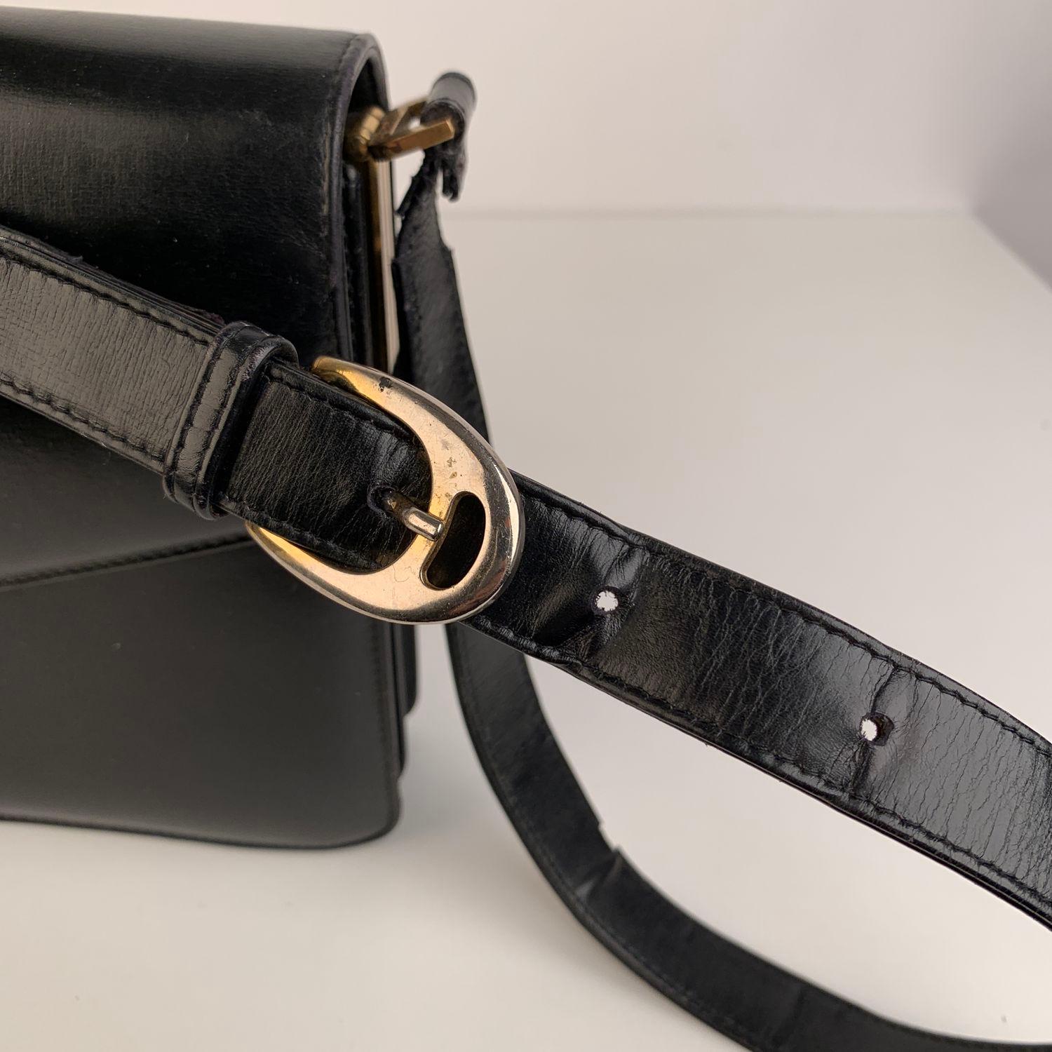 Celine Vintage Black Leather Carriage Shoulder Bag 3