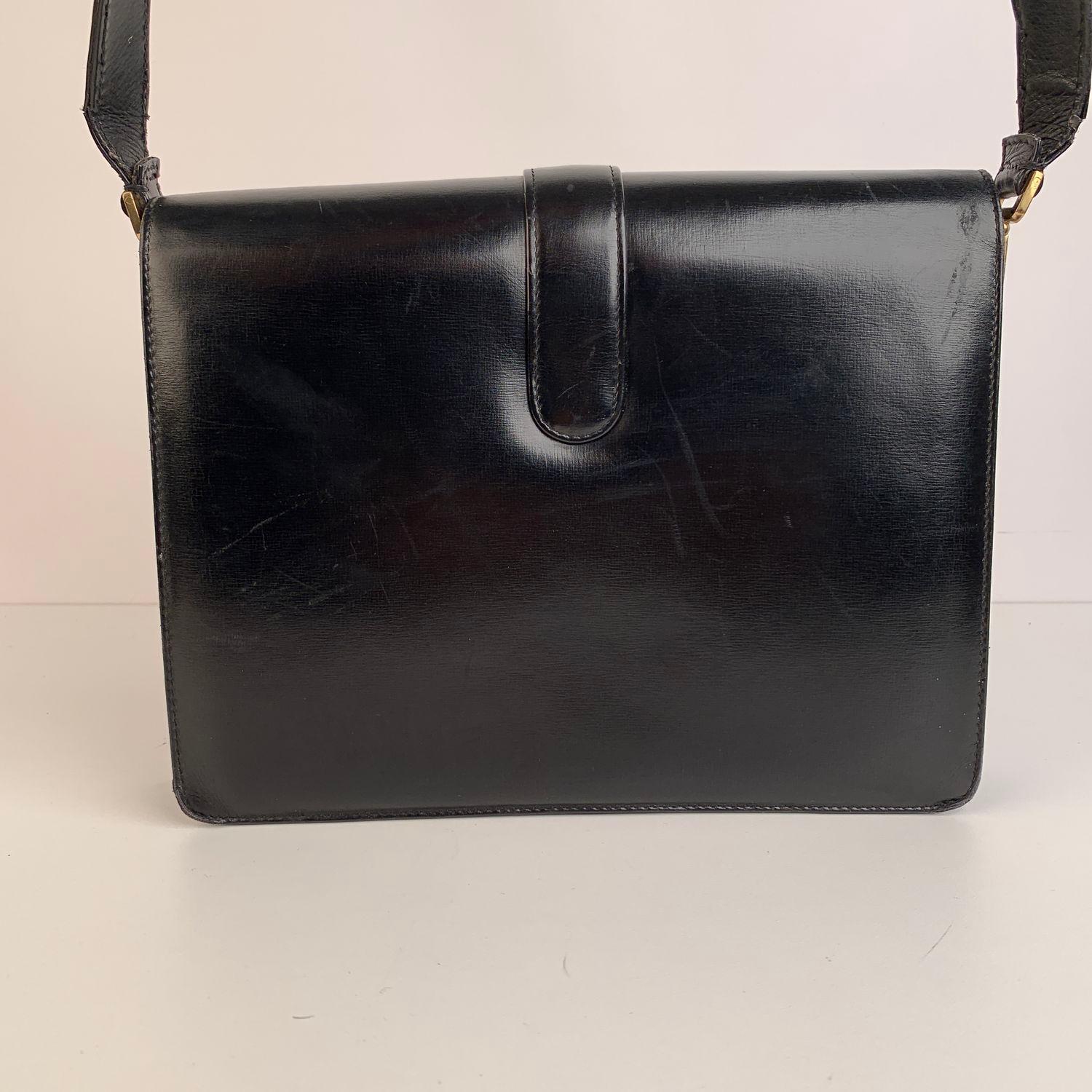 Women's Celine Vintage Black Leather Carriage Shoulder Bag