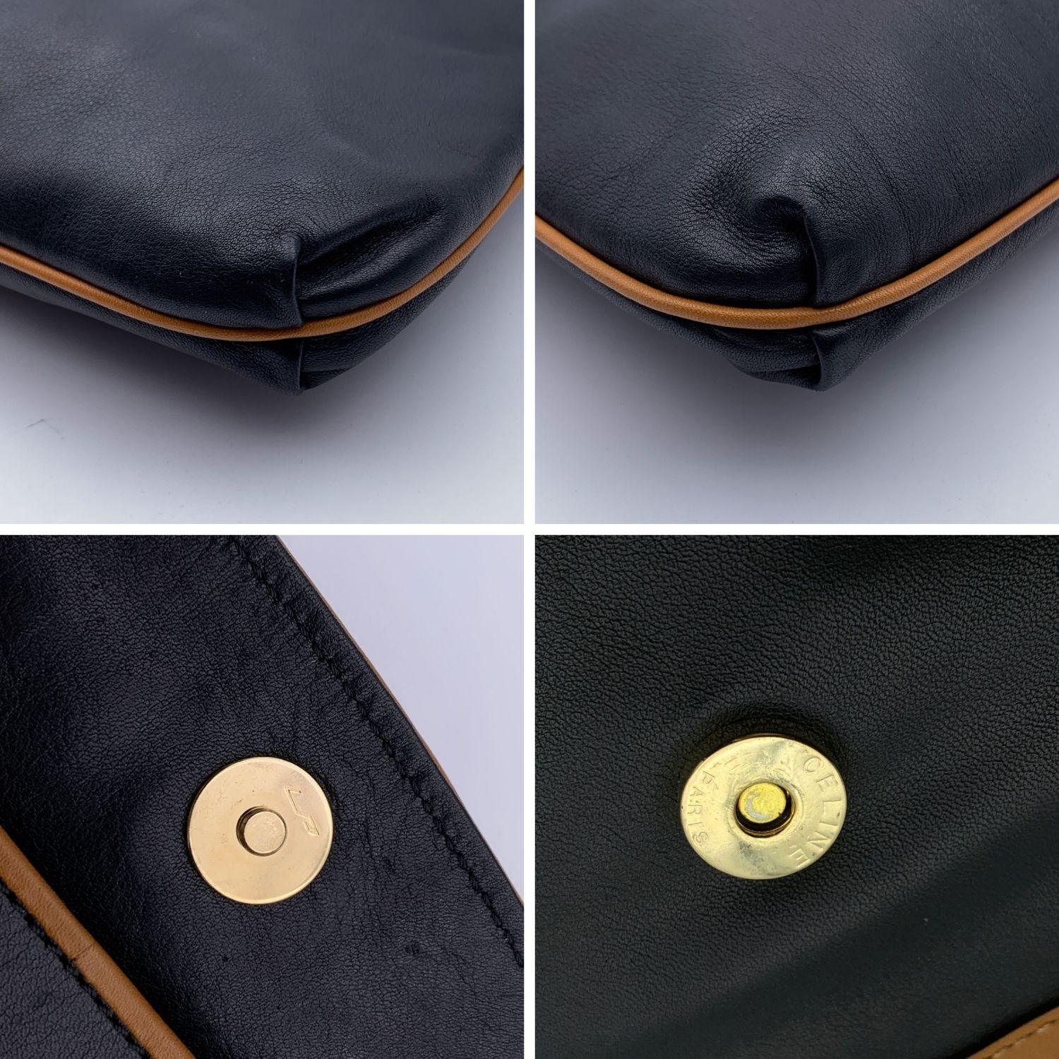 Women's Celine Vintage Black Leather Foldable Clutch Bag Handbag
