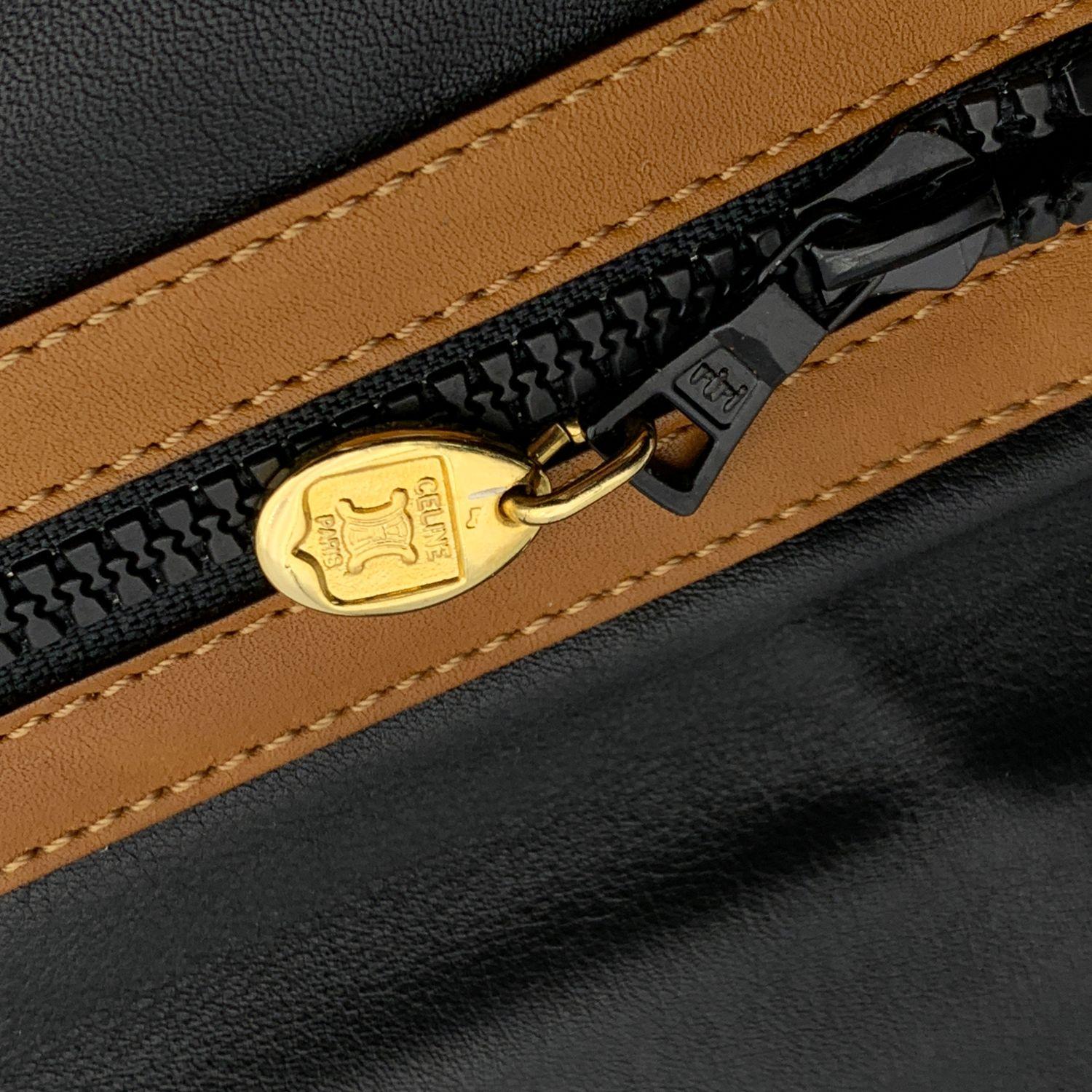 Celine Vintage Black Leather Foldable Clutch Bag Handbag 2