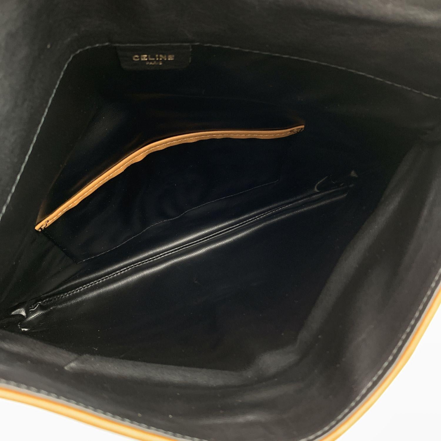 Celine Vintage Black Leather Foldable Clutch Bag Handbag 3