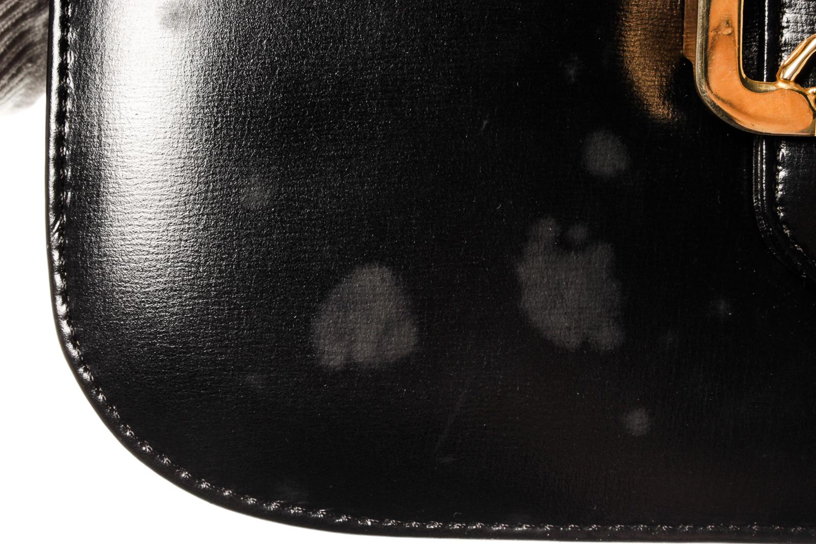 Celine Vintage Black Leather Horse Carriage Box Shoulder Bag 1