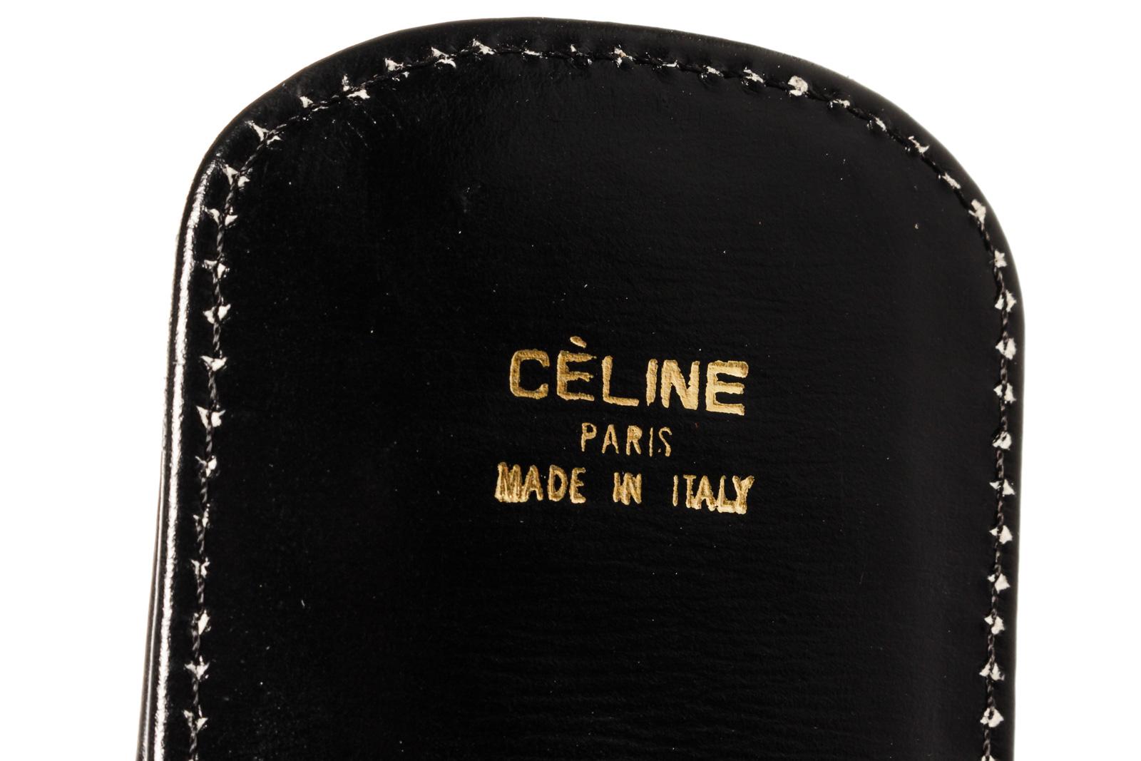 Celine Vintage Black Leather Horse Carriage Box Shoulder Bag 2