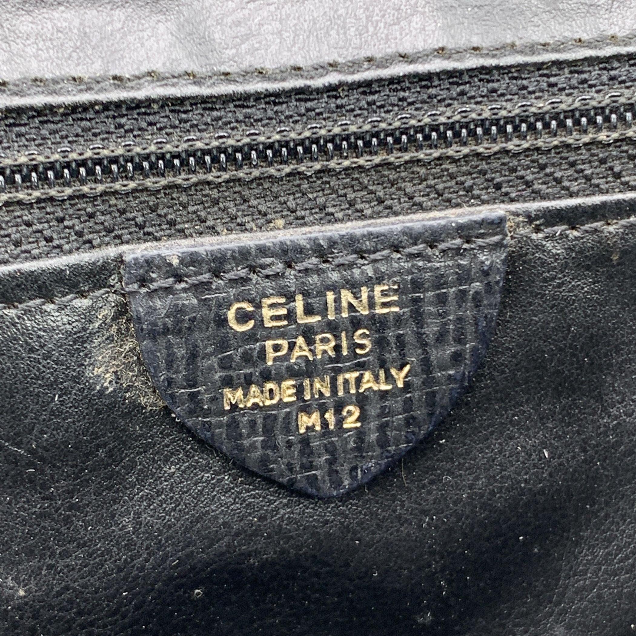 Celine Vintage Black Leather Ring Convertible Shoulder Bag For Sale 2