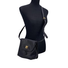 Celine Vintage Black Leather Shoulder Crossbody Bag