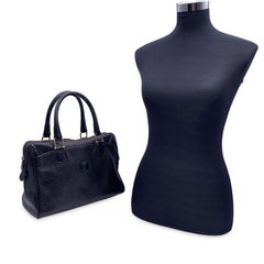 Celine Vintage Black Leather Triomphe Handbag Satchel Bag