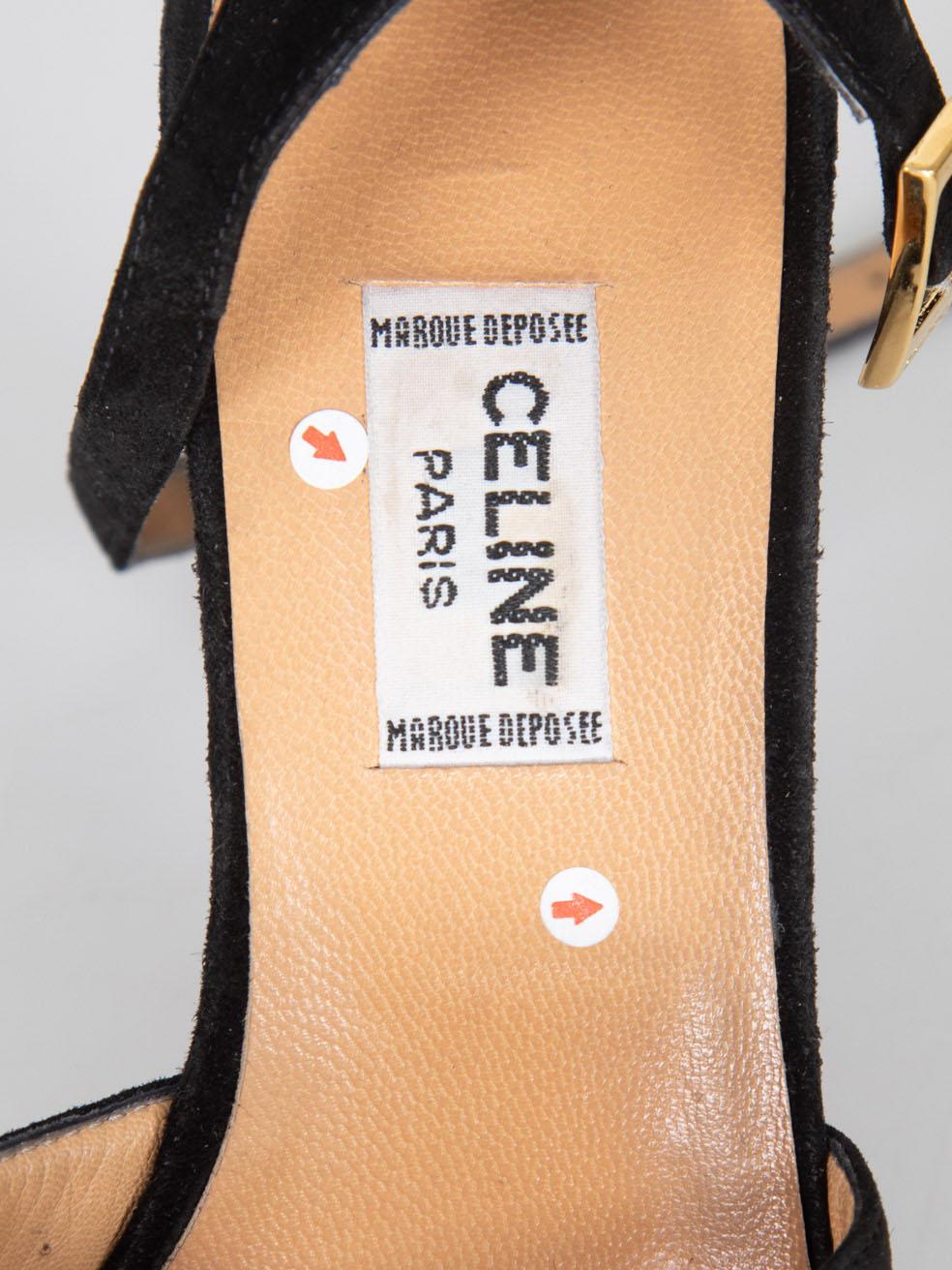 Céline Vintage Schwarz Wildleder Quadrat Toe Heels Größe IT 36.5 im Angebot 6