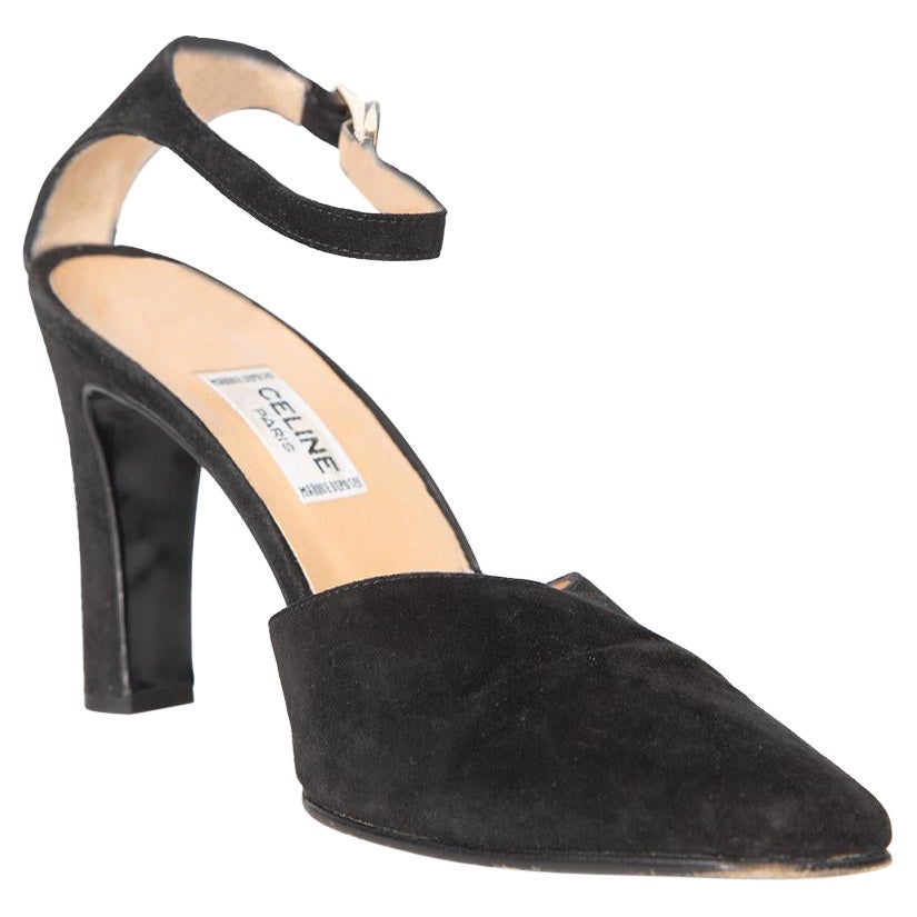 Talons en daim noirs à bout carré Céline Vintage Taille IT 36.5