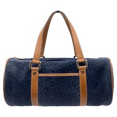 Céline - Sac à poignée rond en daim bleu vintage C Macadam