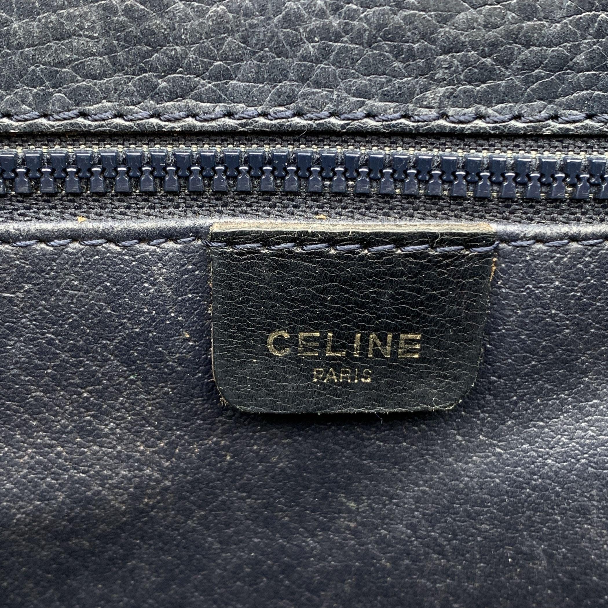 Celine Vintage Blue Leather Crossbody Flap Messenger Bag 2