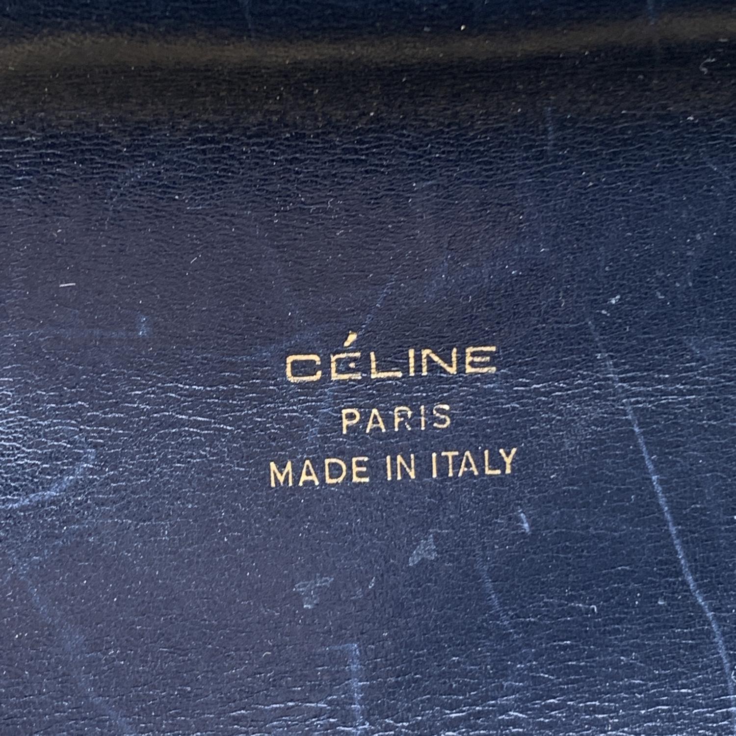 Celine Vintage Blue Macadam C Canvas Caleche Box Shoulder Bag 2