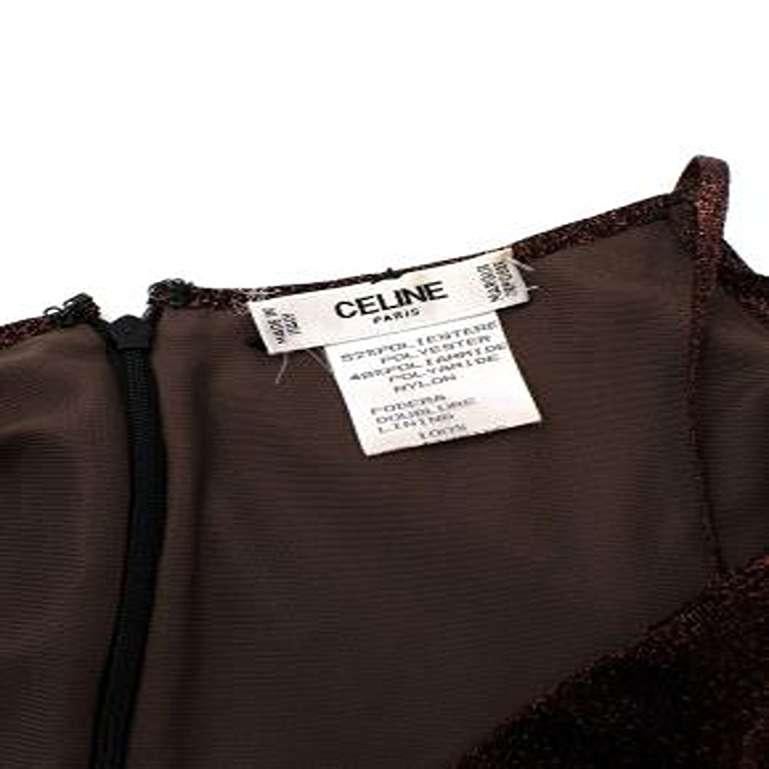 Celine Vintage Bronze Lurex Mini Dress For Sale 3